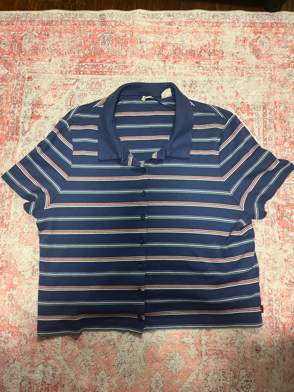 Levi's Navy Short-Sleeve Striped Button Down Shirt